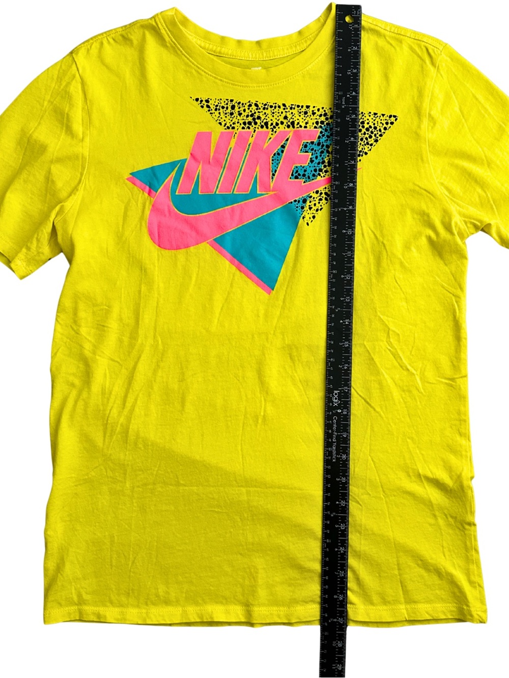 Nike Graphic T Shirt Mens Medium Neon Yellow Pink Blue Retro 90s Streetwear - Picture 4 of 11